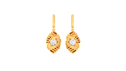 Marquise Radiance Gold Hoop Earrings - 0.64 Ct Brilliant Round Diamond