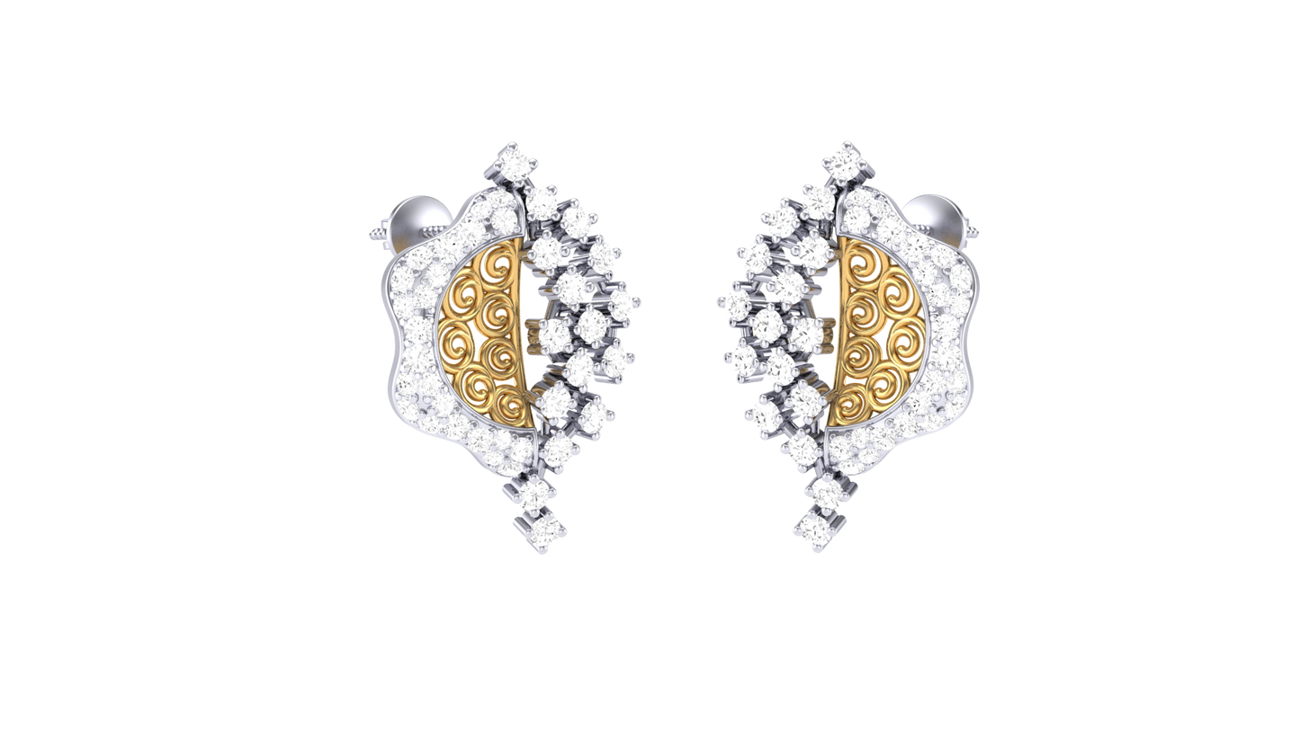Baroque Bloom stud Earrings - 0.41 Ct Round Diamonds