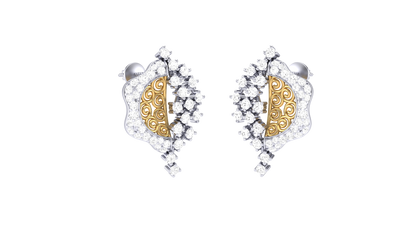 Baroque Bloom stud Earrings - 0.41 Ct Round Diamonds