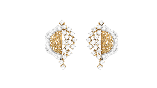 Baroque Bloom stud Earrings - 0.41 Ct Round Diamonds