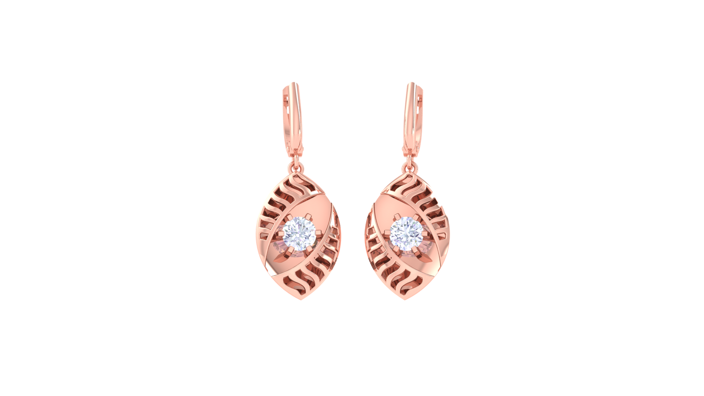 Marquise Radiance Gold Hoop Earrings - 0.64 Ct Brilliant Round Diamond