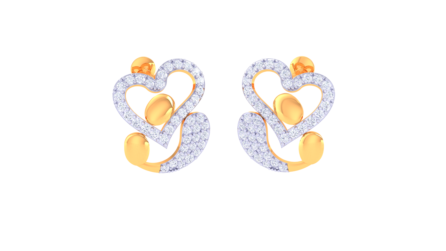 Heartline Harmony Stud Earrings – 0.79 Ct Diamond Sparkle In Gold