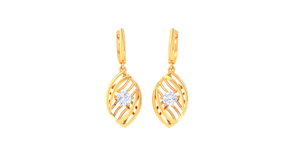 Leaf Whisper Rose Gold Hoop Earrings - 0.64 Ct Round Diamond Sparkle