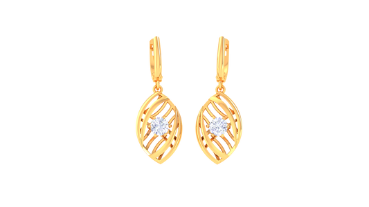 Leaf Whisper Rose Gold Hoop Earrings - 0.64 Ct Round Diamond Sparkle