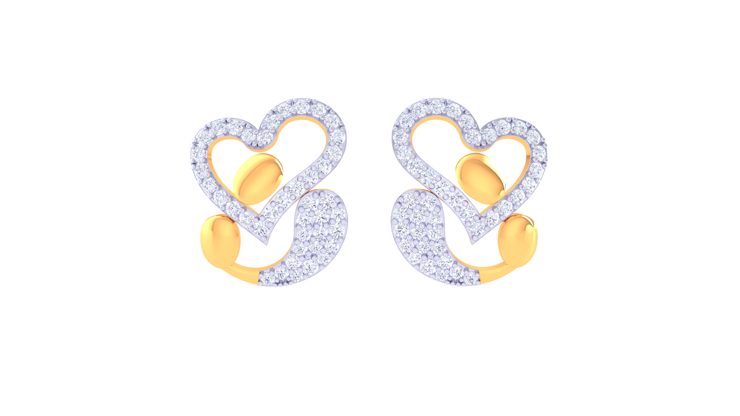 Heartline Harmony Stud Earrings – 0.79 Ct Diamond Sparkle In Gold