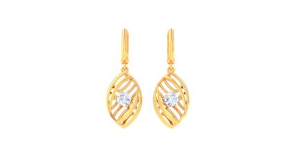 Leaf Whisper Rose Gold Hoop Earrings - 0.64 Ct Round Diamond Sparkle