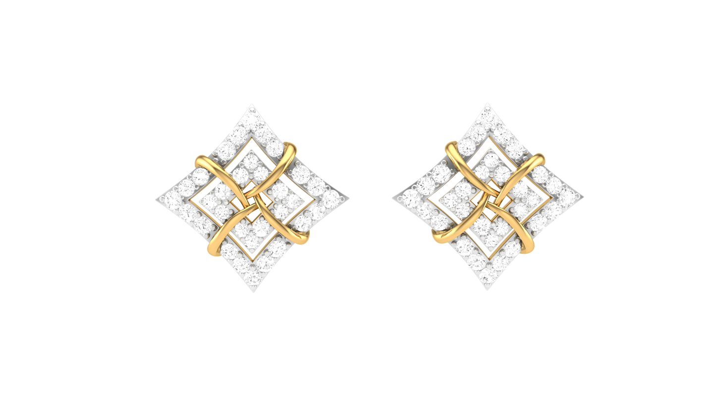Signature Sparkle Stud Earrings In Gold - 0.51 Ct Round Cut Diamonds