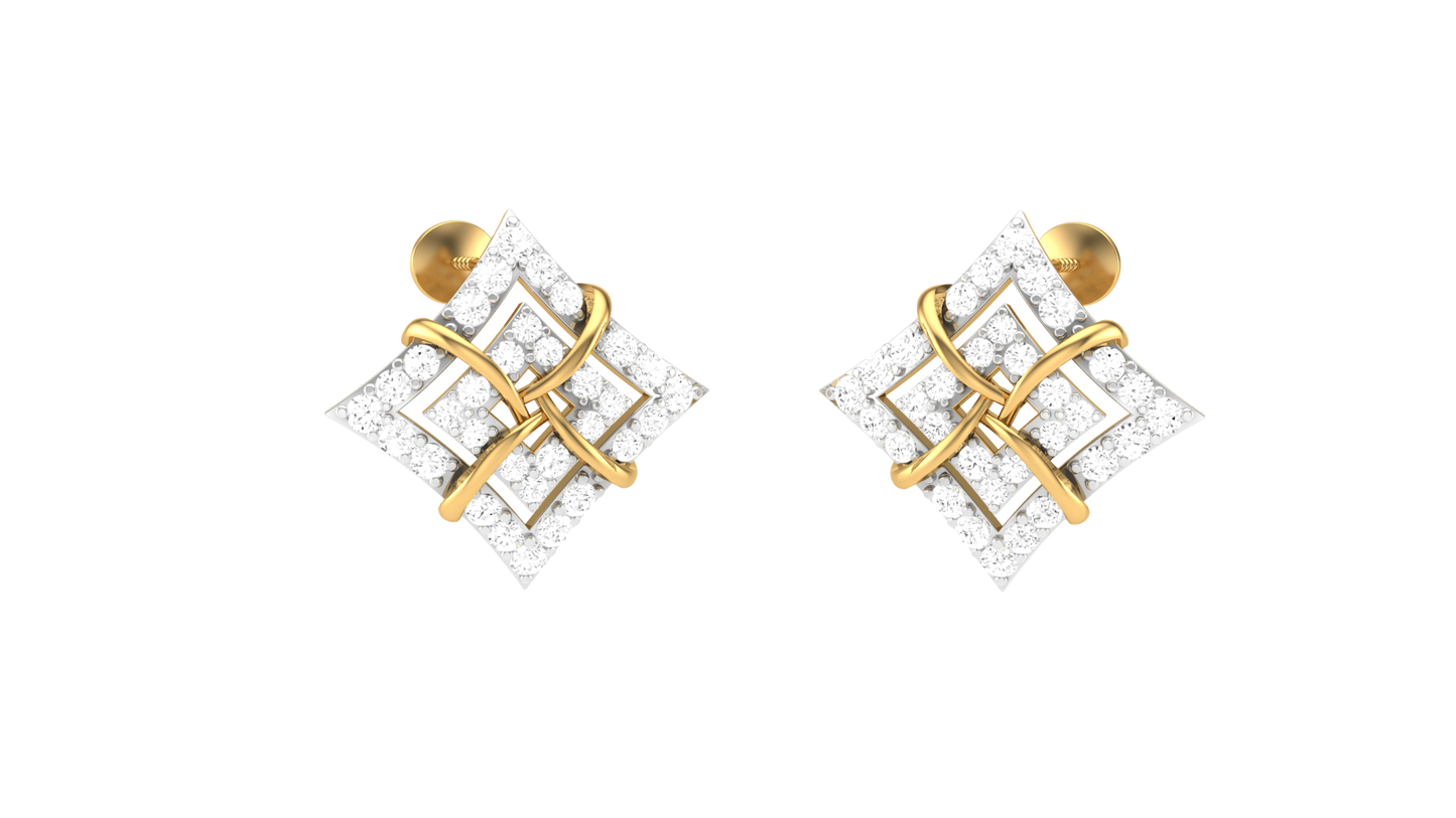 Signature Sparkle Stud Earrings In Gold - 0.51 Ct Round Cut Diamonds