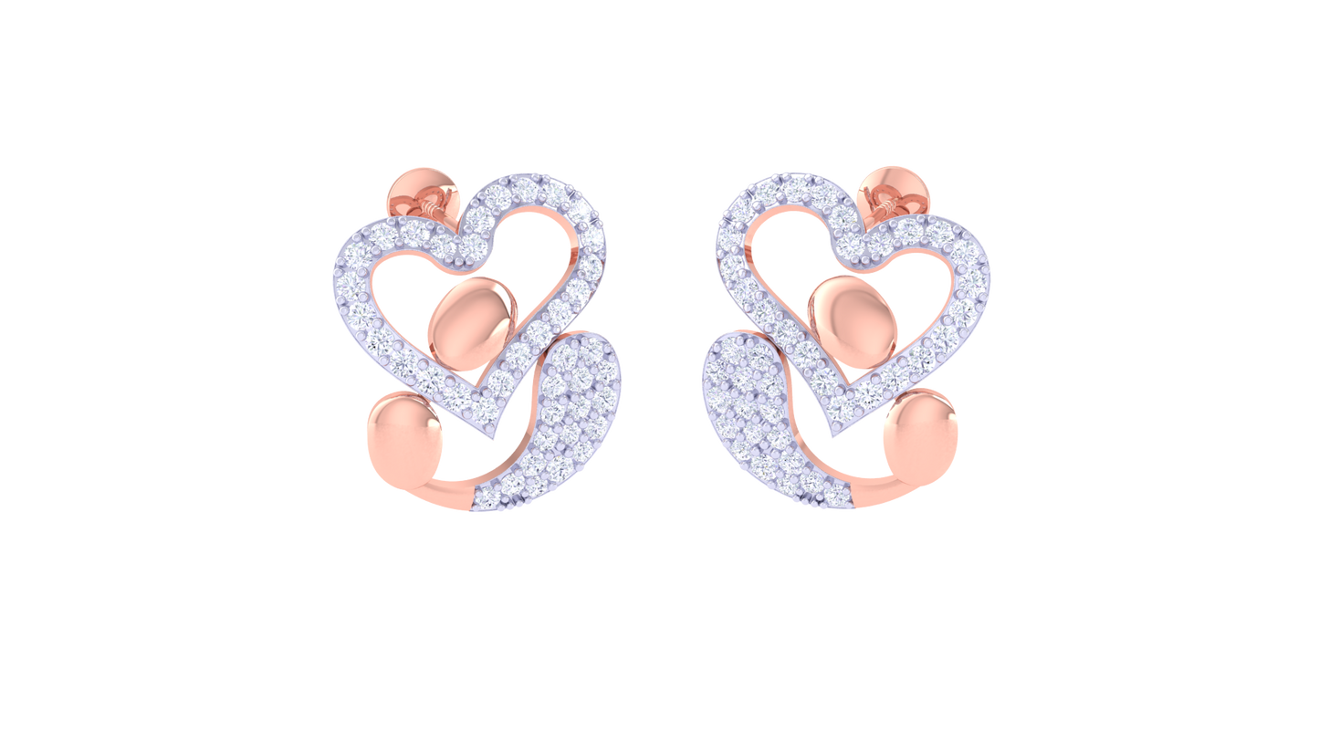 Heartline Harmony Stud Earrings – 0.79 Ct Diamond Sparkle In Gold