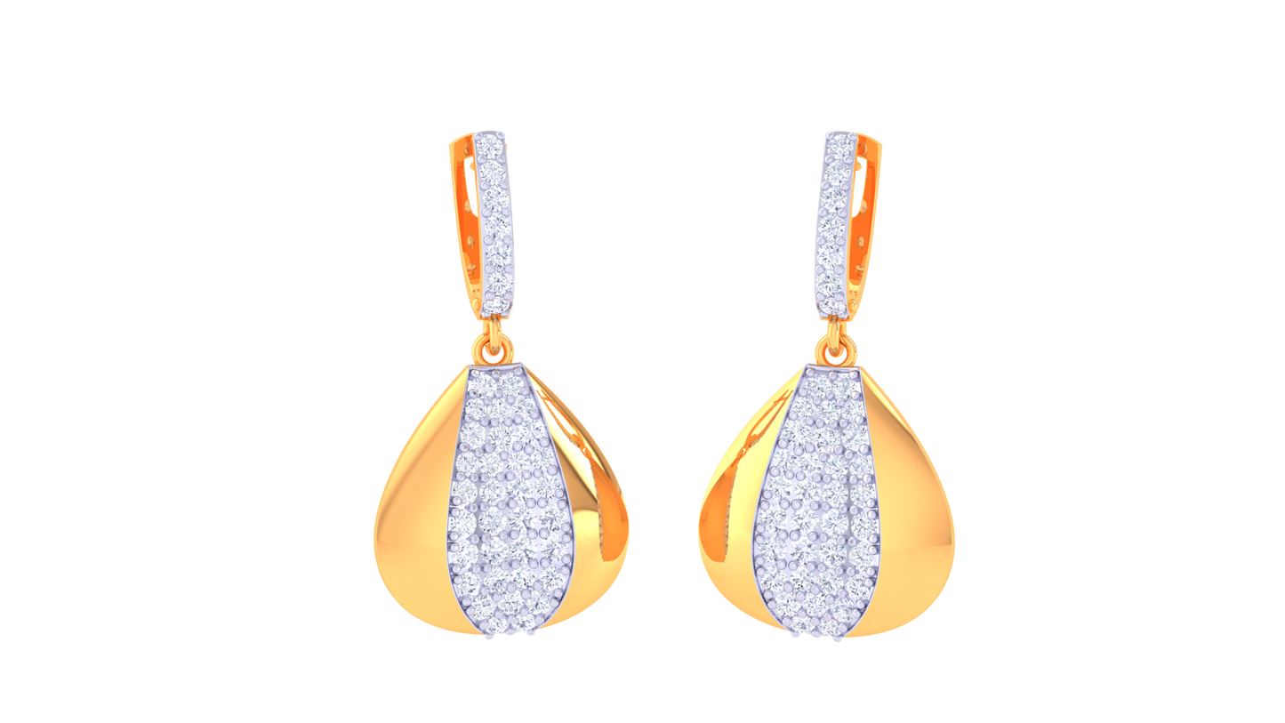 Golden Cascade Hoop Earrings – 0.84 Ct Diamond Elegance