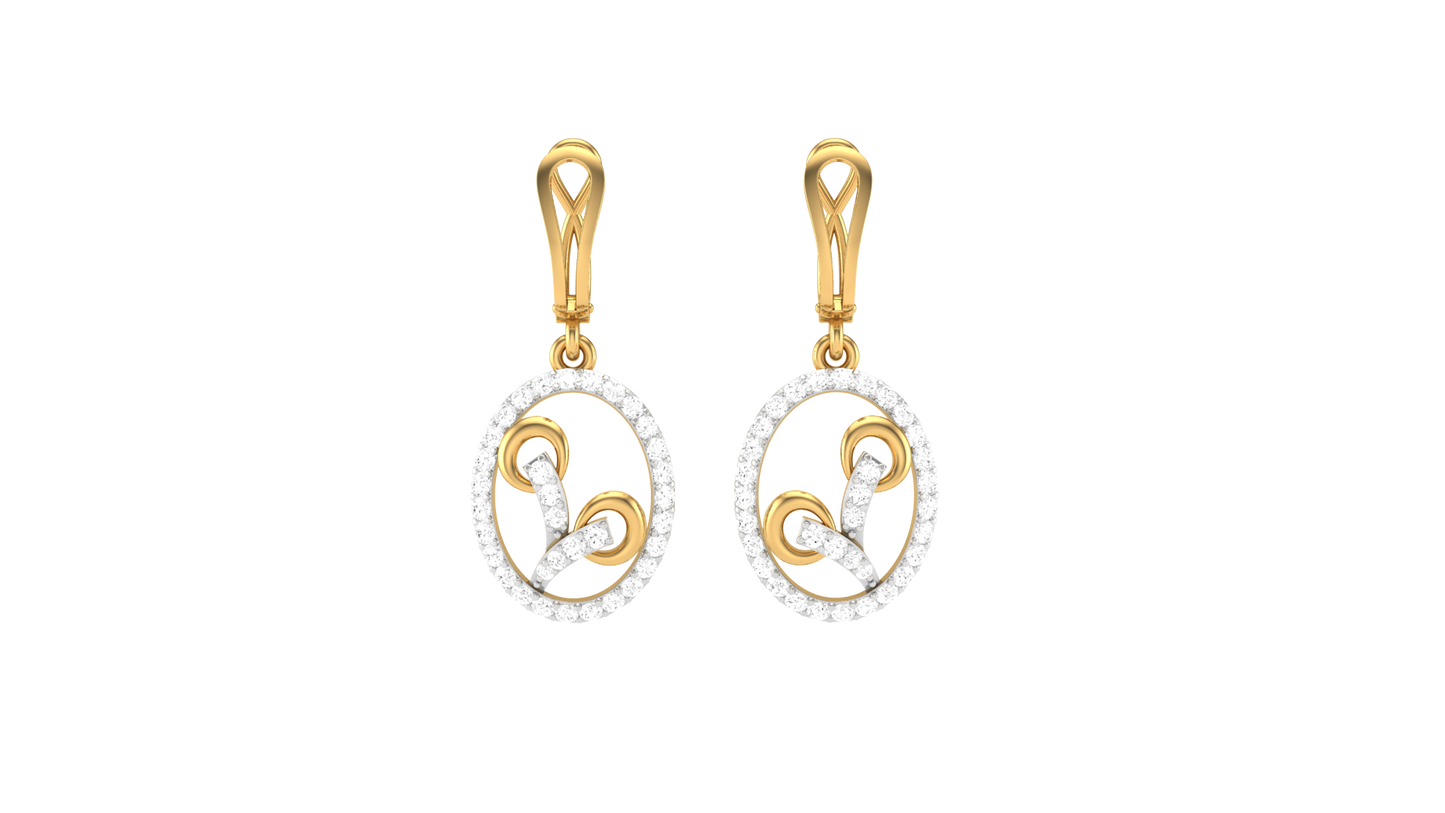 Luxury Teardrop Hoop Earrings In Gold - 0.54 Ct Round Cut Diamonds With Subtal Luxury