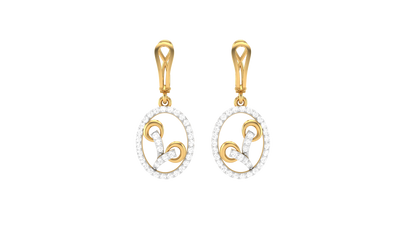 Luxury Teardrop Hoop Earrings In Gold - 0.54 Ct Round Cut Diamonds With Subtal Luxury