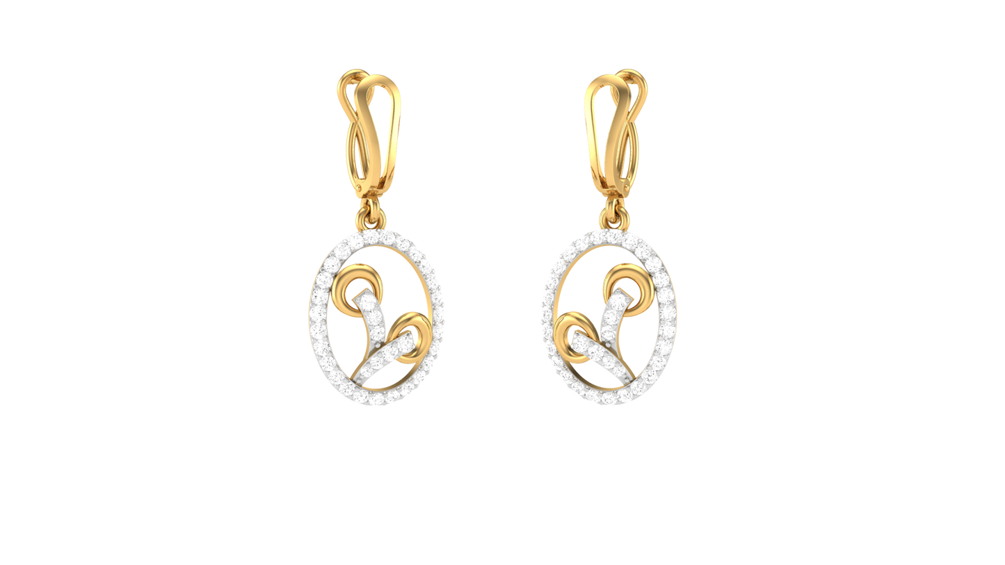 Luxury Teardrop Hoop Earrings In Gold - 0.54 Ct Round Cut Diamonds With Subtal Luxury