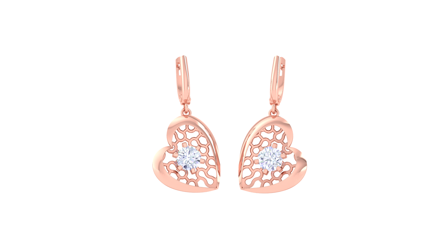 Love loop Rose Gold Hoop Earrings - 0.64 Ct Round Diamond Centerpieces