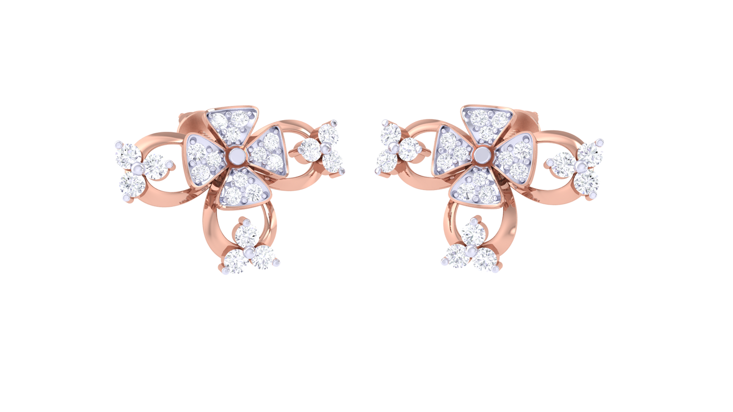 Radiant Petal Studs - 0.40 Ct Diamond Gold Earrings