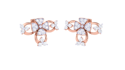 Radiant Petal Studs - 0.40 Ct Diamond Gold Earrings