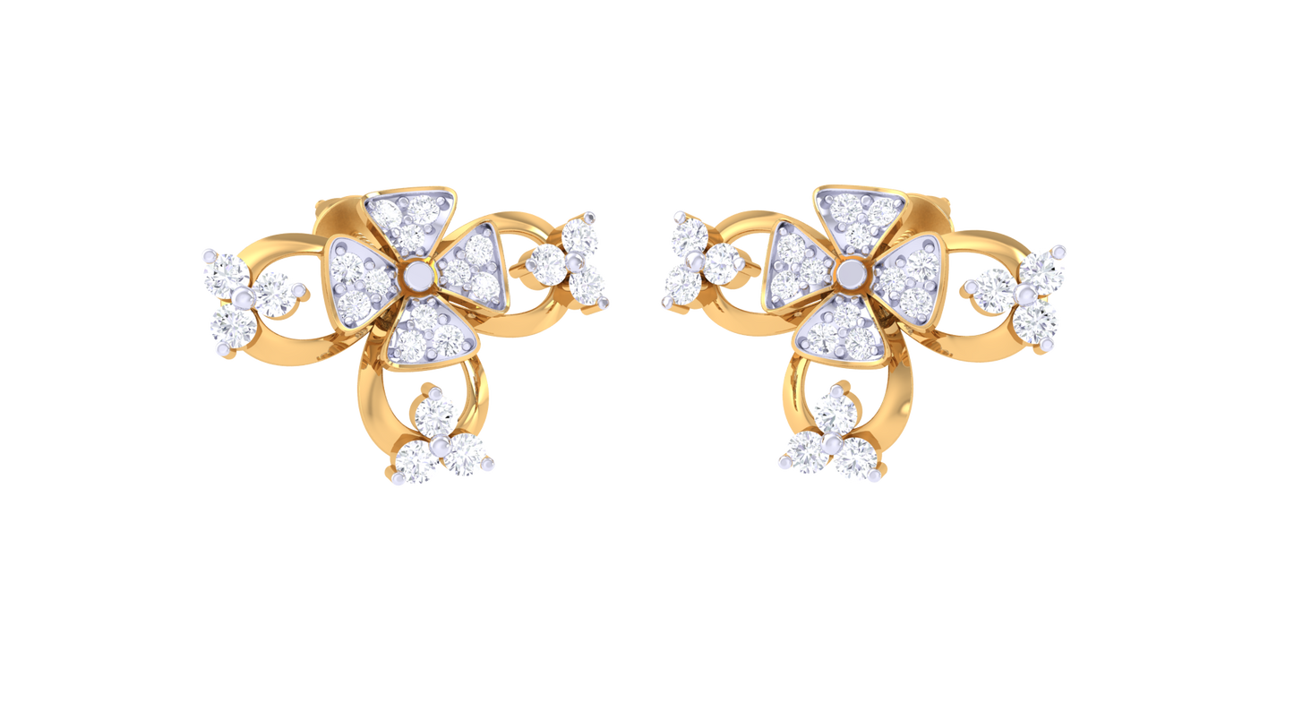 Radiant Petal Studs - 0.40 Ct Diamond Gold Earrings