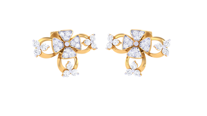 Radiant Petal Studs - 0.40 Ct Diamond Gold Earrings
