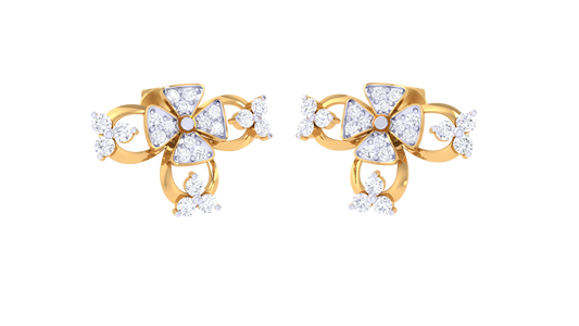 Radiant Petal Studs - 0.40 Ct Diamond Gold Earrings