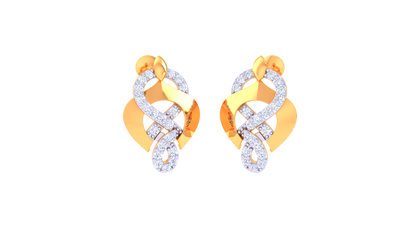 Ribbonleaf Radiance Stud EarringsIn Flowing Gold – 0.32 Ct Diamond Grace