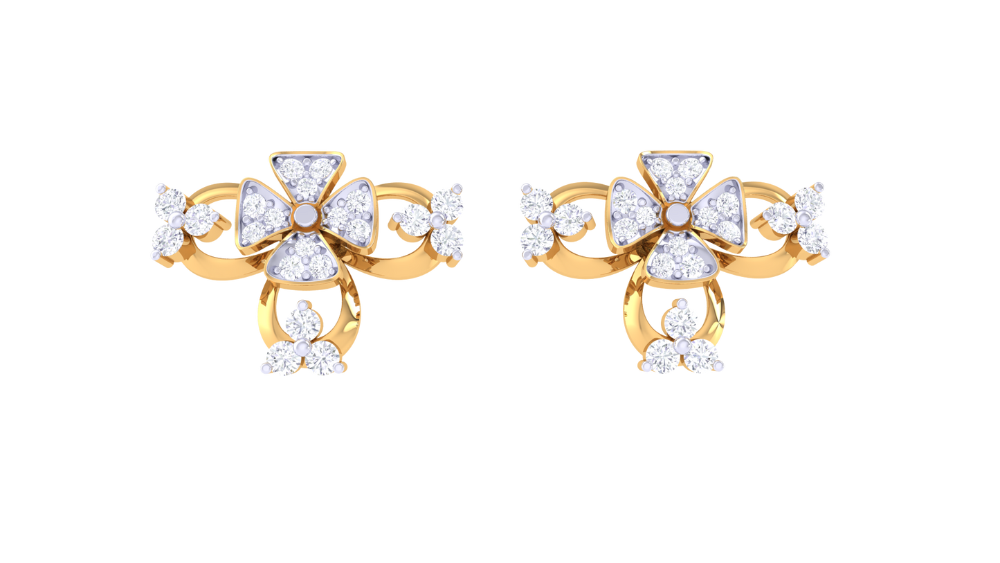 Radiant Petal Studs - 0.40 Ct Diamond Gold Earrings
