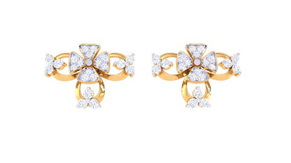 Radiant Petal Studs - 0.40 Ct Diamond Gold Earrings