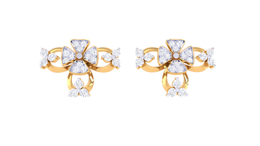 Radiant Petal Studs - 0.40 Ct Diamond Gold Earrings