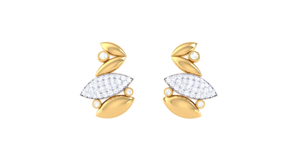 Dew Leaf Diamond Stud Earrings In Gold - 0.15 Ct