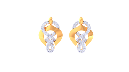 Ribbonleaf Radiance Stud EarringsIn Flowing Gold – 0.32 Ct Diamond Grace