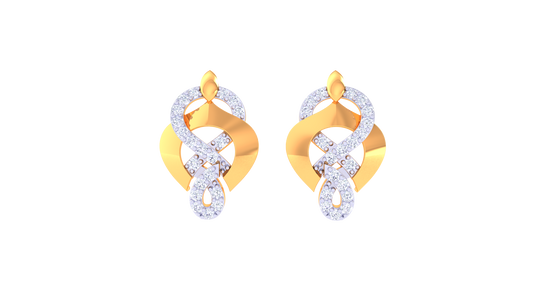 Ribbonleaf Radiance Stud EarringsIn Flowing Gold – 0.32 Ct Diamond Grace