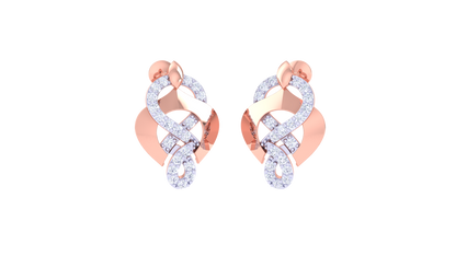 Ribbonleaf Radiance Stud EarringsIn Flowing Gold – 0.32 Ct Diamond Grace