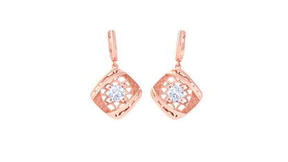 Geometric Elegance Gold Hoop Earrings - 0.64 Ct Round Diamond In Centers