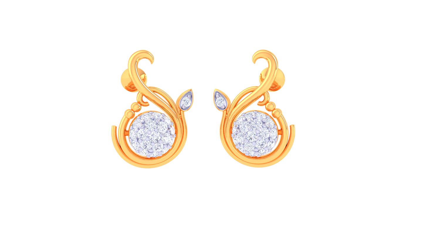 Aurora Swirl Stud Earrings – 0.51 Ct Diamond Glow In Sculpted Gold