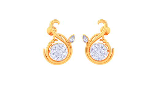 Aurora Swirl Stud Earrings – 0.51 Ct Diamond Glow In Sculpted Gold