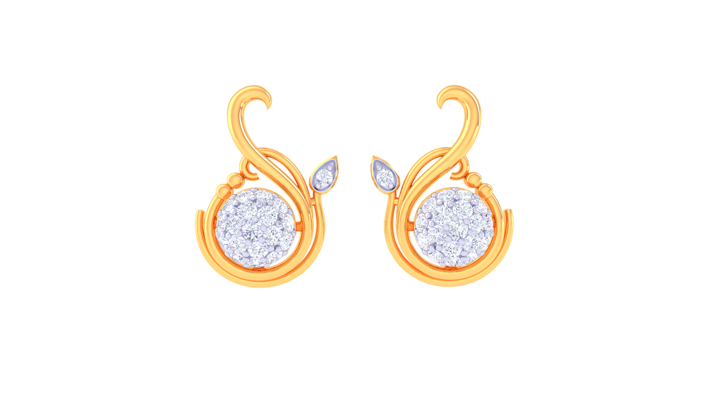 Aurora Swirl Stud Earrings – 0.51 Ct Diamond Glow In Sculpted Gold