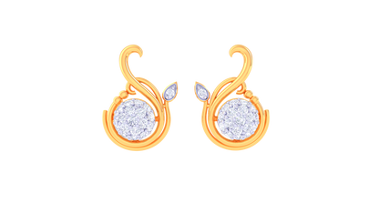 Aurora Swirl Stud Earrings – 0.51 Ct Diamond Glow In Sculpted Gold