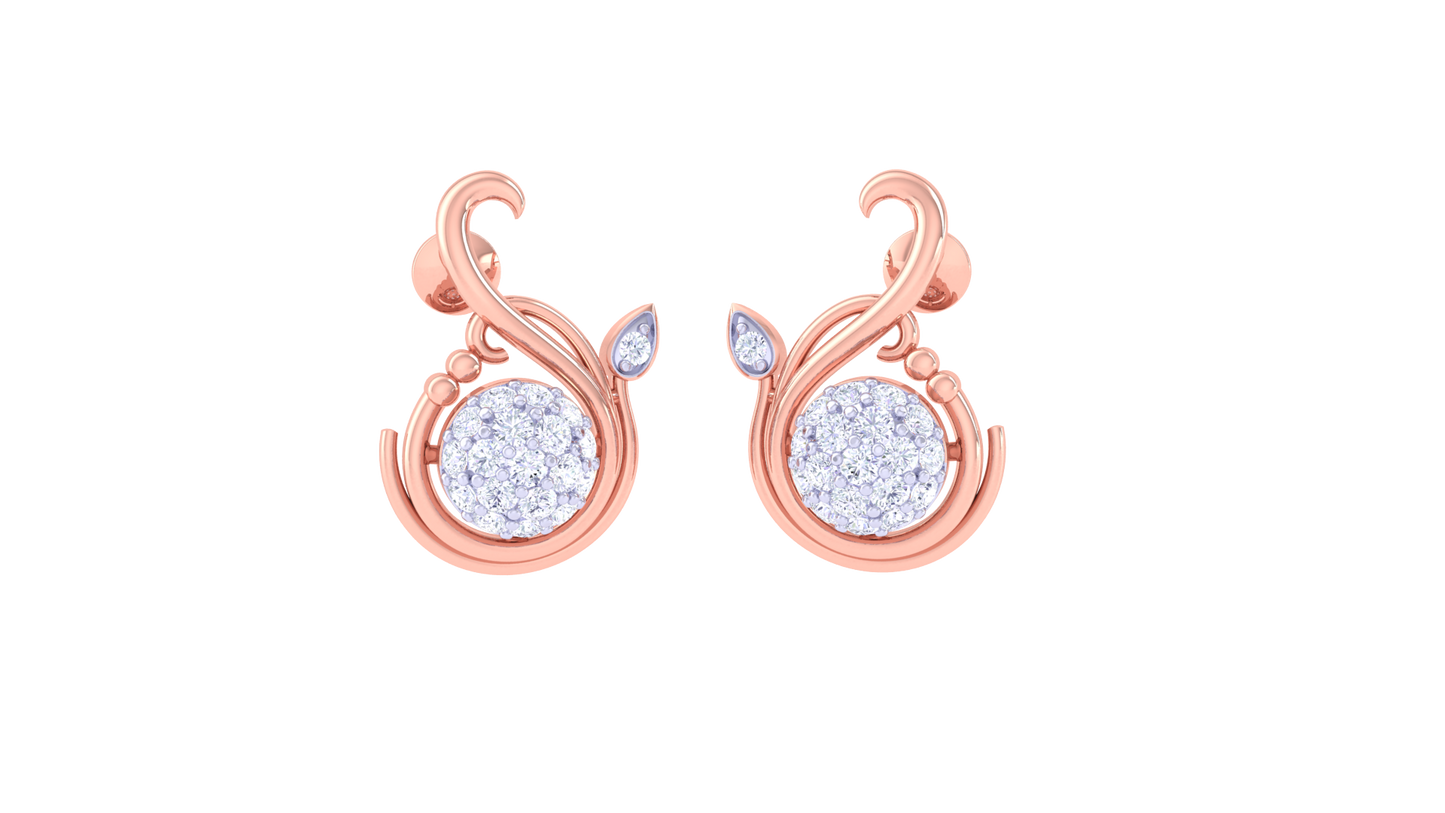 Aurora Swirl Stud Earrings – 0.51 Ct Diamond Glow In Sculpted Gold