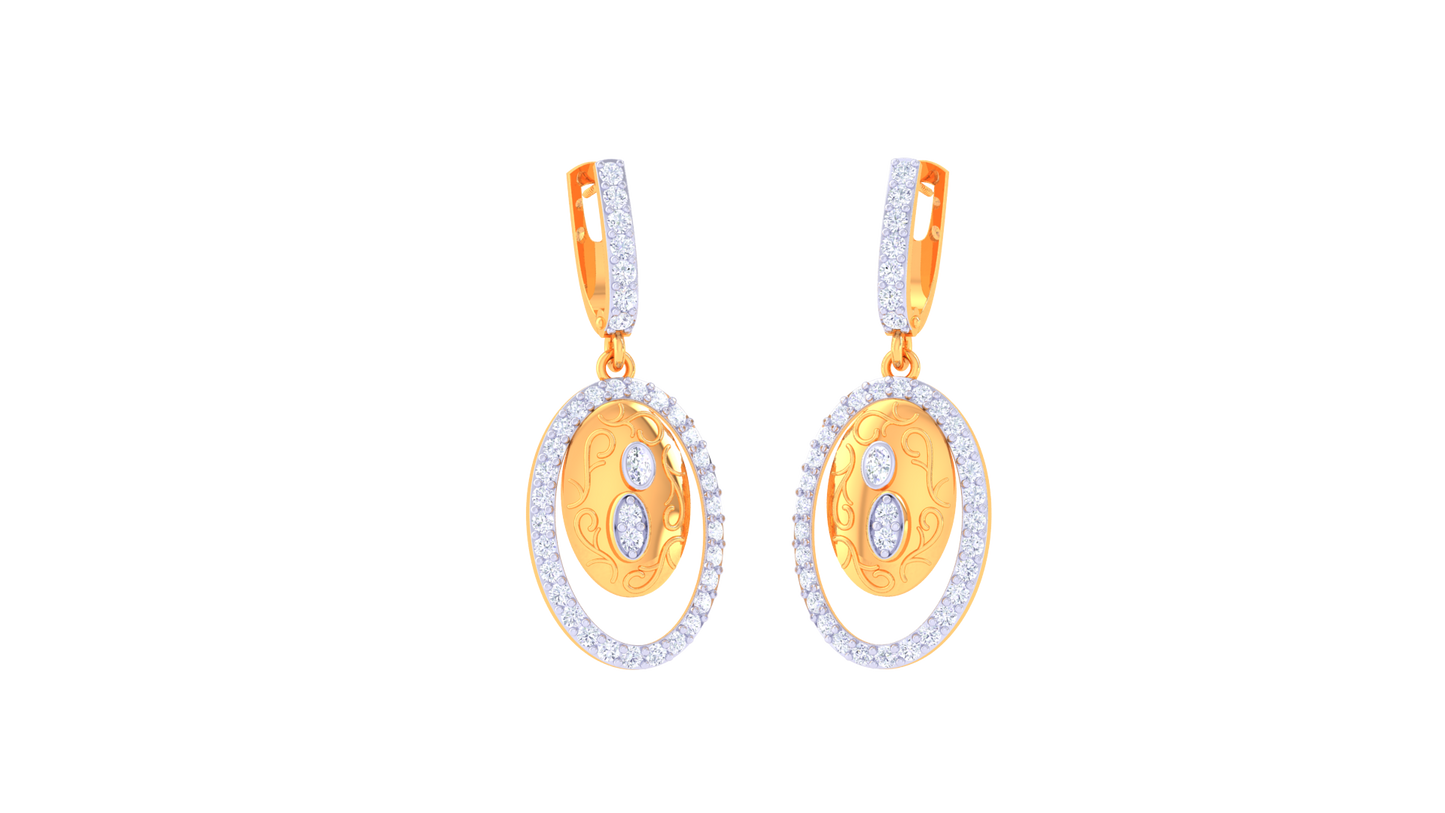 Celestia Orbit Hoop Earrings – 0.68 Ct Diamond Sparkle In Sculpted Gold Harmony