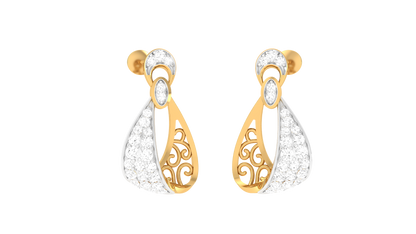 Stylish Grid Diamond Drop Earring - 0.30 Ct.