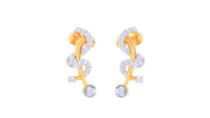 Serpentine Spark Drop Earrings – 0.28 Ct Diamond Flow In Sculpted Gold