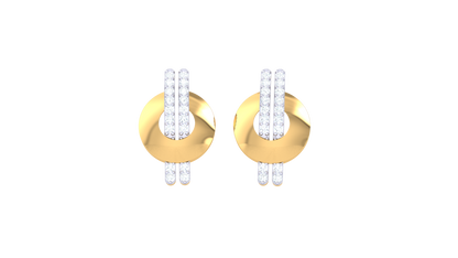 Vertical Bar Earrings With Gold Circular Base - 0.23 Ct Diamonds