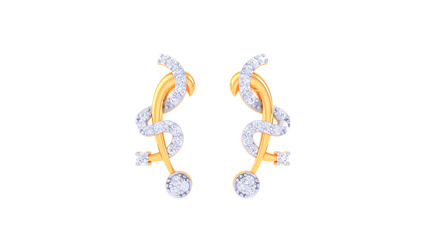 Serpentine Spark Drop Earrings – 0.28 Ct Diamond Flow In Sculpted Gold