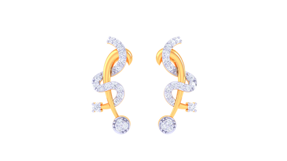 Serpentine Spark Drop Earrings – 0.28 Ct Diamond Flow In Sculpted Gold
