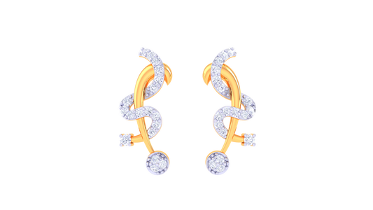 Serpentine Spark Drop Earrings – 0.28 Ct Diamond Flow In Sculpted Gold