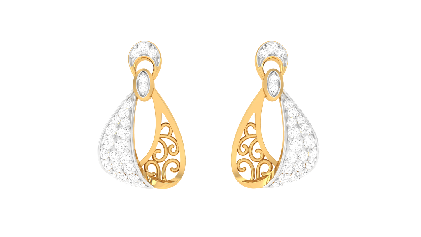 Stylish Grid Diamond Drop Earring - 0.30 Ct.