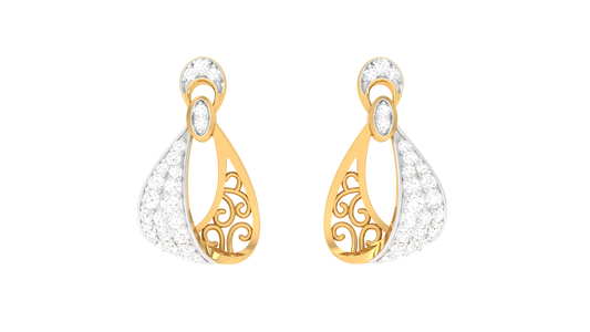 Stylish Grid Diamond Drop Earring - 0.30 Ct.