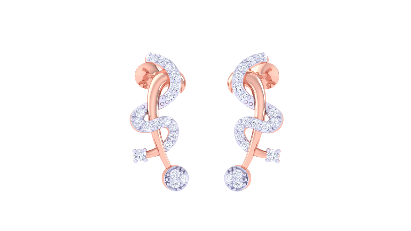 Serpentine Spark Drop Earrings – 0.28 Ct Diamond Flow In Sculpted Gold