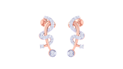 Serpentine Spark Drop Earrings – 0.28 Ct Diamond Flow In Sculpted Gold