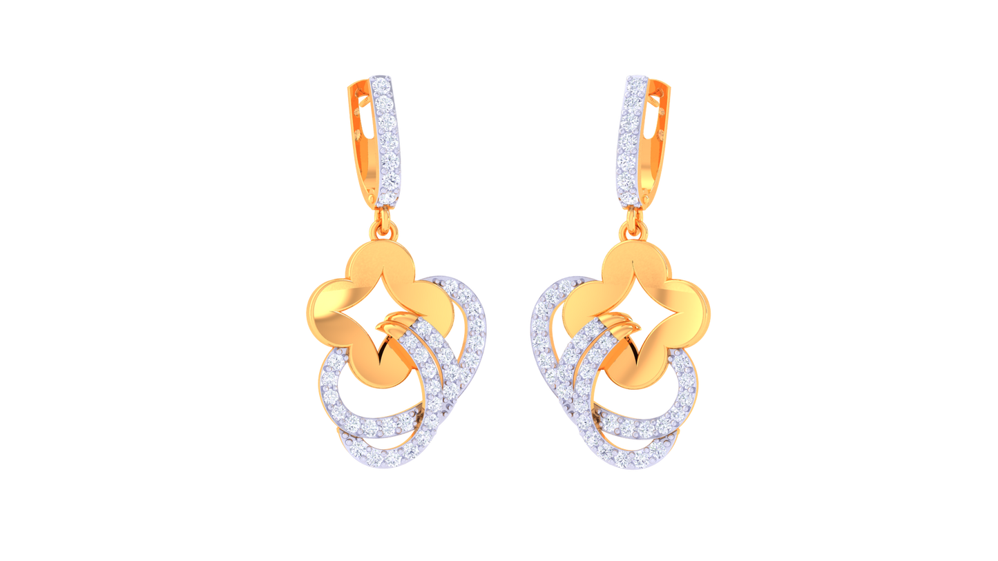 Petalloop Luxe Hoop Earrings – 0.61 Ct Diamond Bloom In Sculpted Gold
