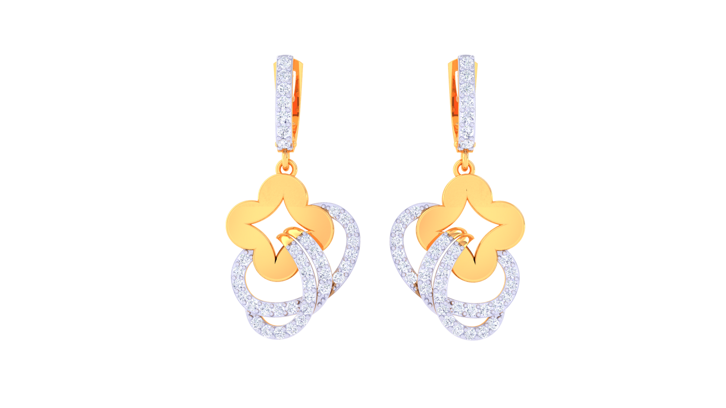 Petalloop Luxe Hoop Earrings – 0.61 Ct Diamond Bloom In Sculpted Gold